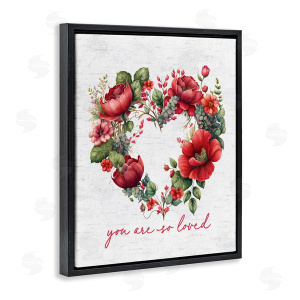 Stupell Industries Lettered And Lined | So Loved Romantic Heart Wreath
