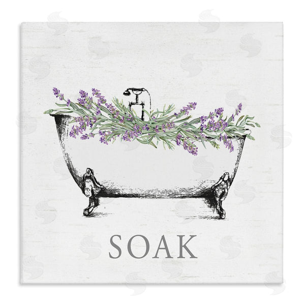 stupell industries Lettered and Lined | Soak Bathtub with Lavender