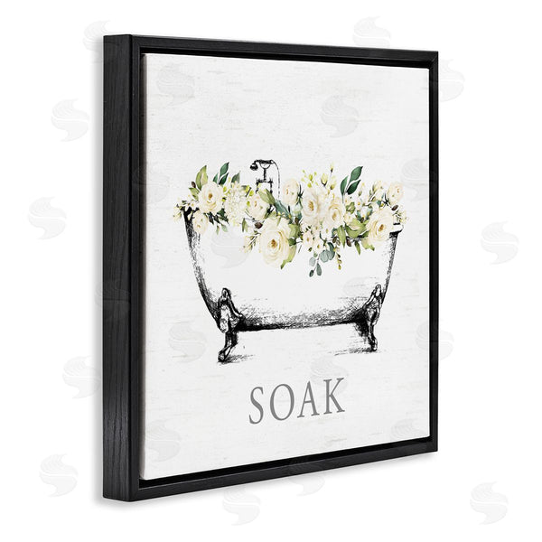 Stupell Industries Lettered And Lined | Soak Floral Bathtub