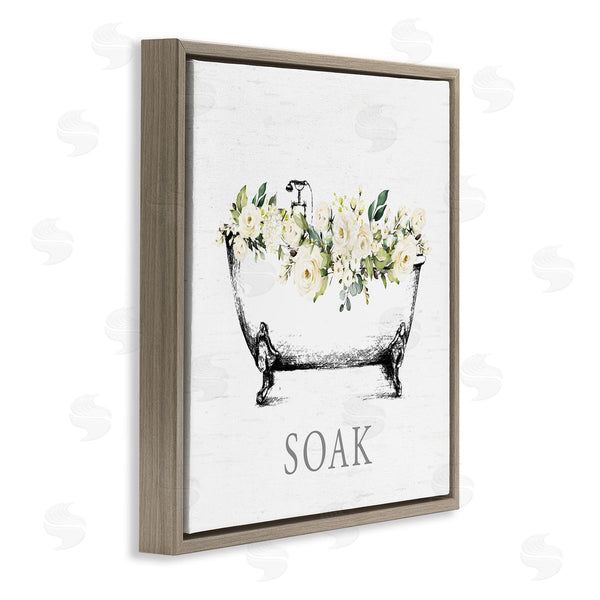 Stupell Industries Lettered And Lined | Soak Floral Bathtub