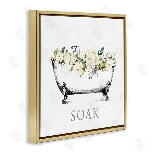 Stupell Industries Lettered And Lined | Soak Floral Bathtub