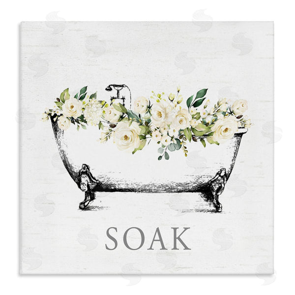 stupell industries Lettered and Lined | Soak Floral Bathtub