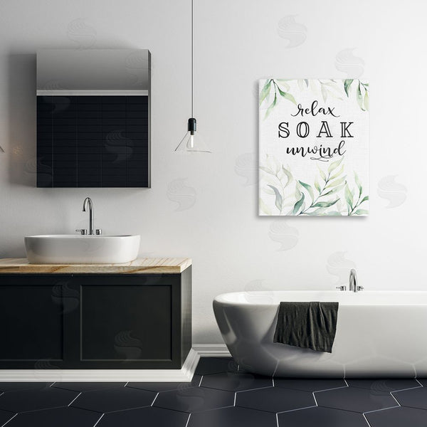 Stupell Industries Lettered And Lined | Soak & Unwind With Leaves Wall Art