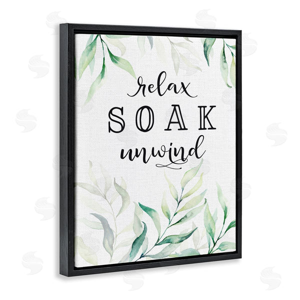 Stupell Industries Lettered And Lined | Soak & Unwind With Leaves Wall Art