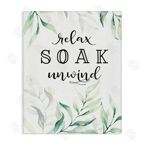 stupell industries Lettered and Lined | Soak & Unwind with Leaves Wall Art