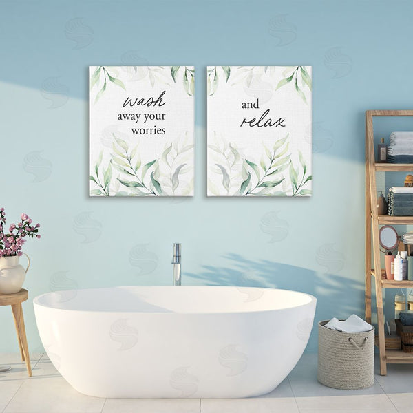 Stupell Industries Lettered And Lined | Soothing Bathroom Greenery Words Wall Art