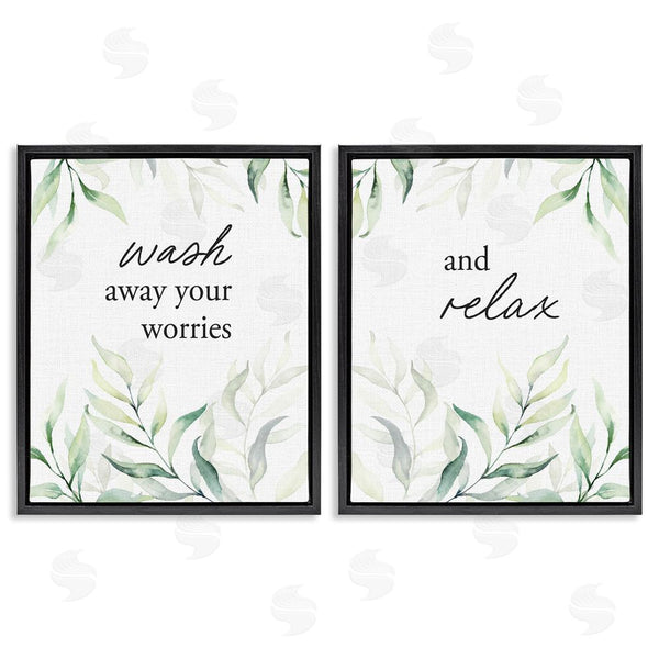 Stupell Industries Lettered And Lined | Soothing Bathroom Greenery Words Wall Art