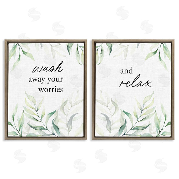 Stupell Industries Lettered And Lined | Soothing Bathroom Greenery Words Wall Art