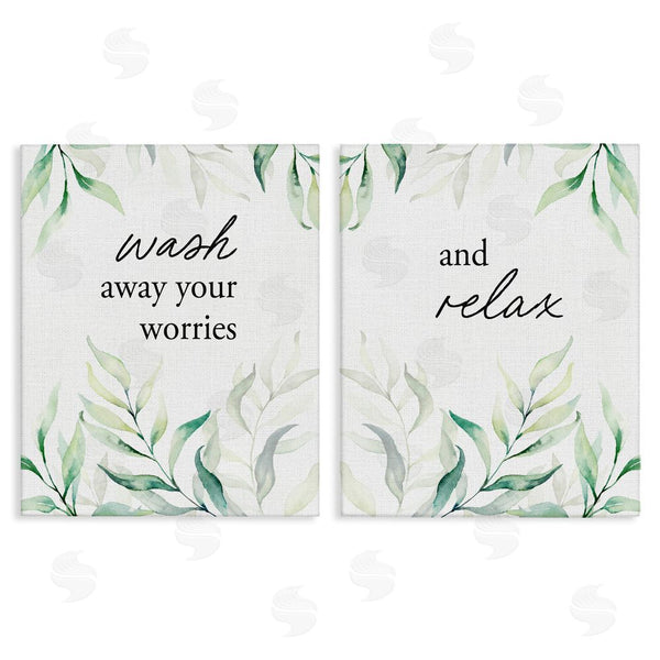 stupell industries Lettered and Lined | Soothing Bathroom Greenery Words Wall Art