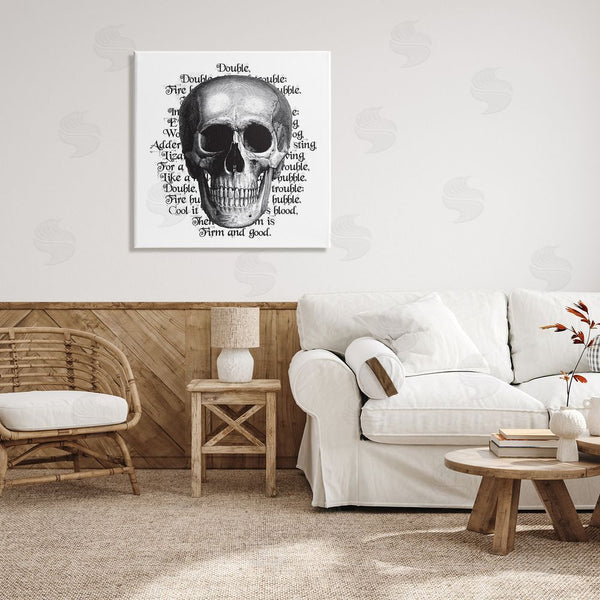 Stupell Industries Lettered And Lined | Spooky Skull Layered Vintage Script Hex Text Wall Art