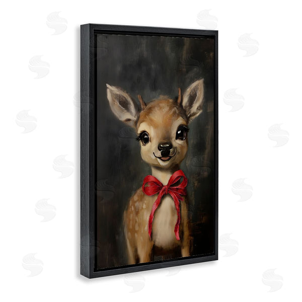 Stupell Industries Lettered And Lined | Spotted Fawn With Red Bow