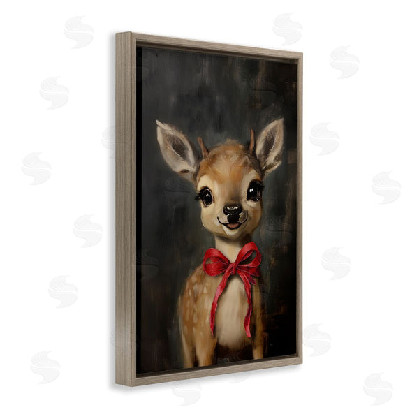 Stupell Industries Lettered And Lined | Spotted Fawn With Red Bow