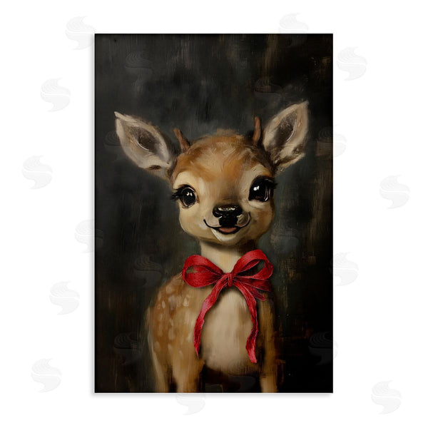 stupell industries Lettered and Lined | Spotted Fawn with Red Bow