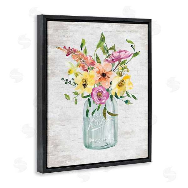 Stupell Industries Lettered And Lined | Spring Meadow Bouquet Traditional Glass Jar Flowers Wall Art