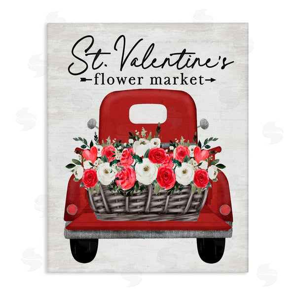 stupell industries Lettered and Lined | St. Valentine's Flower Market Truck