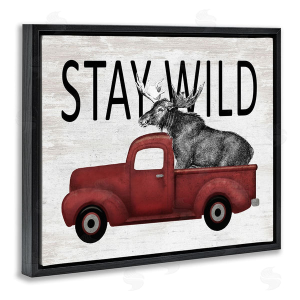 Stupell Industries Lettered And Lined | Stay Wild Moose Antique Red Pickup Truck Wall Art