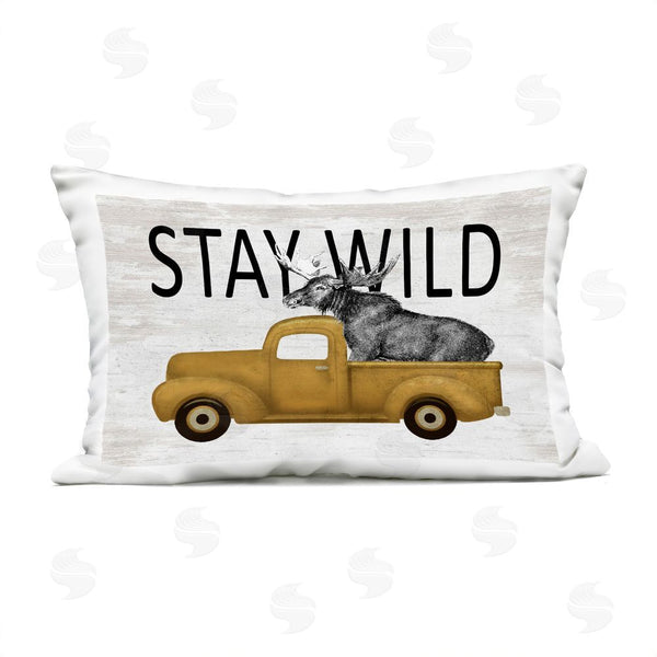 Stupell Industries Lettered And Lined | Stay Wild Moose Truck Printed Throw Pillow