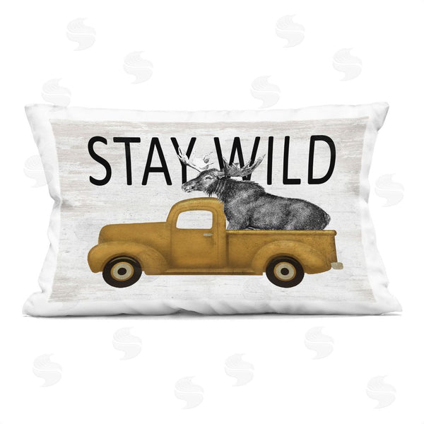 stupell industries Lettered and Lined | Stay Wild Moose Truck Printed Throw Pillow