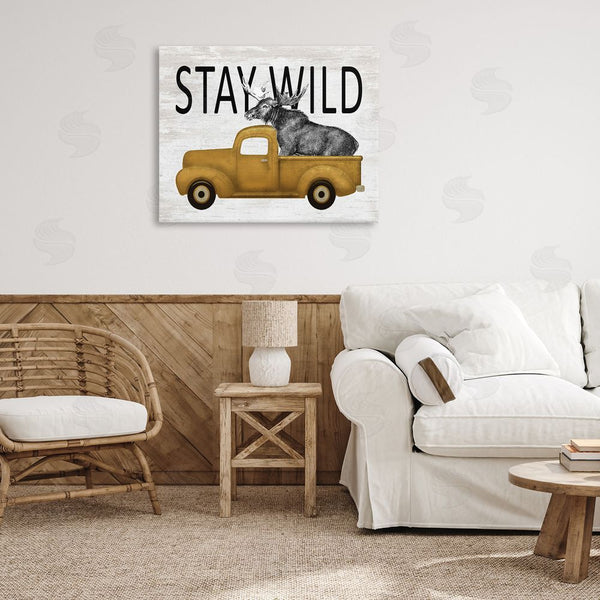 Stupell Industries Lettered And Lined | Stay Wild Moose Truck Wall Art