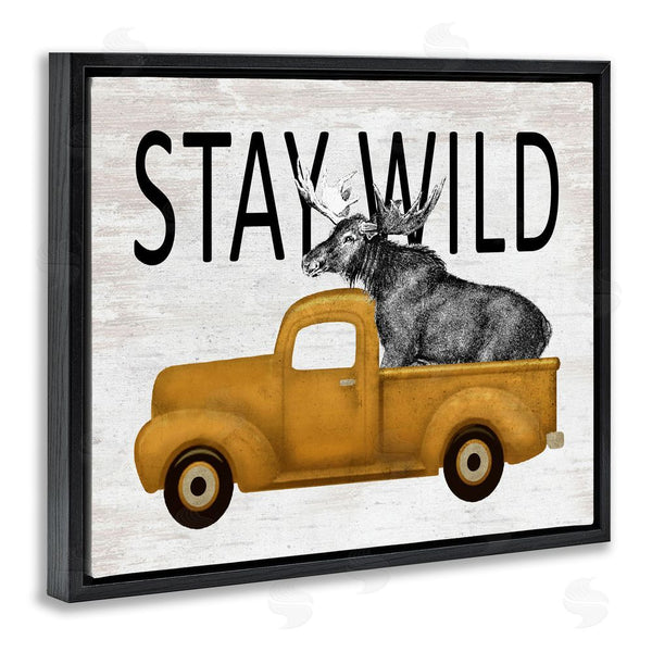 Stupell Industries Lettered And Lined | Stay Wild Moose Truck Wall Art