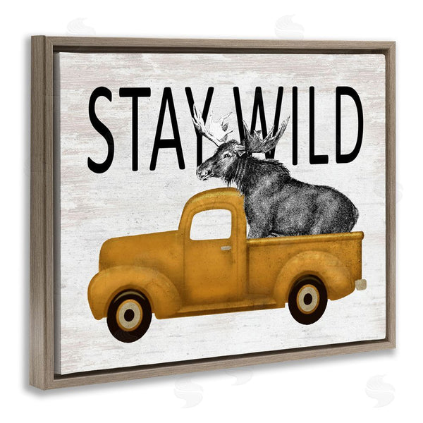 Stupell Industries Lettered And Lined | Stay Wild Moose Truck Wall Art
