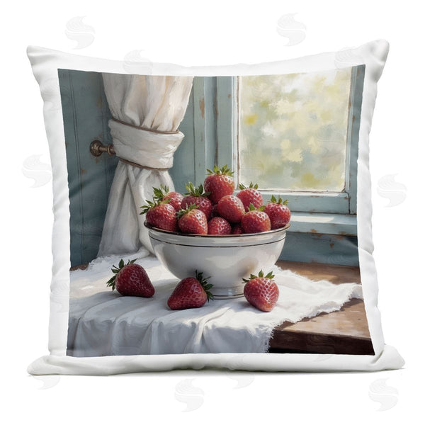 Stupell Industries Lettered And Lined | Strawberry Harvest In Window Printed Throw Pillow