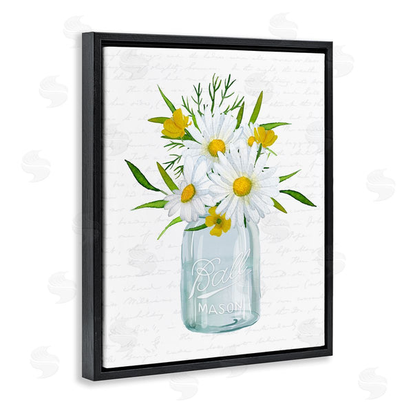 Stupell Industries Lettered And Lined | Summer Daisies Arrangement Country Bouquet Vintage Script Wall Art