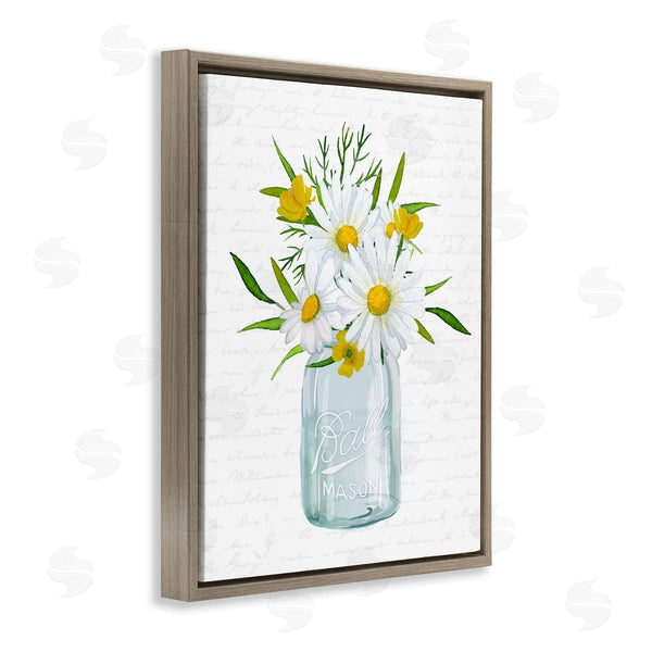 Stupell Industries Lettered And Lined | Summer Daisies Arrangement Country Bouquet Vintage Script Wall Art