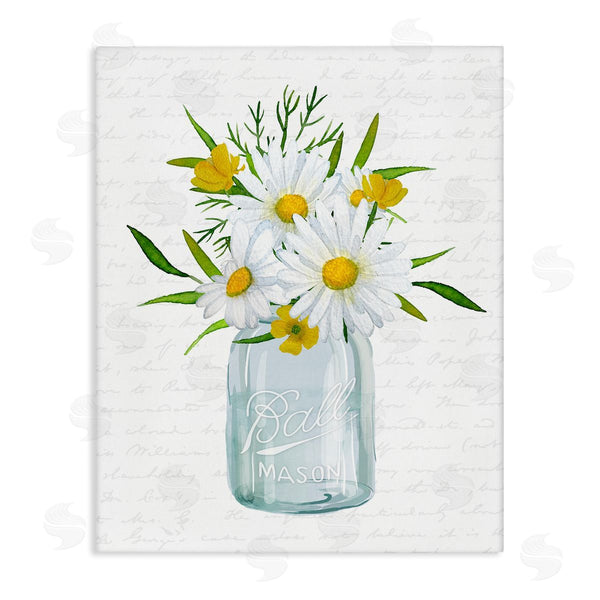 stupell industries Lettered and Lined | Summer Daisies Arrangement Country Bouquet Vintage Script Wall Art