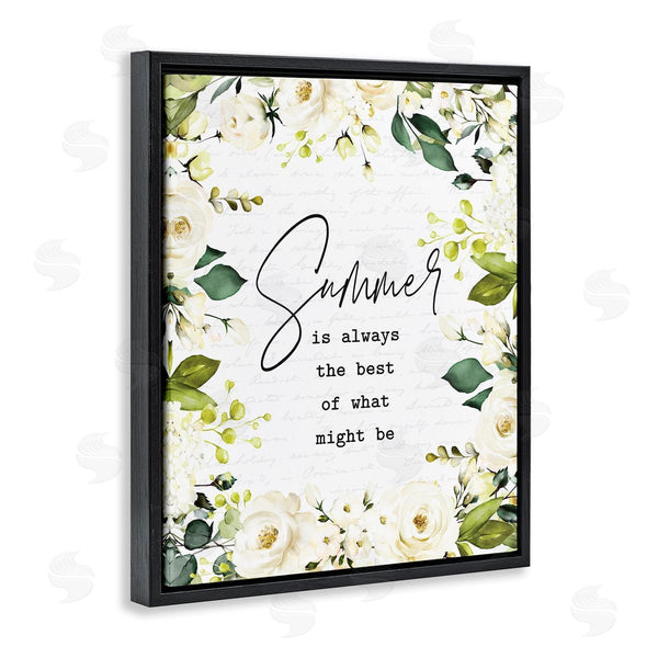 Stupell Industries Lettered And Lined | Summer Is Always Best Sentiment White Green Florals Wall Art