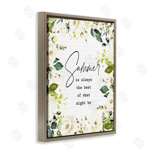 Stupell Industries Lettered And Lined | Summer Is Always Best Sentiment White Green Florals Wall Art