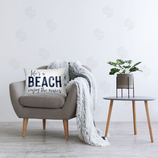 Stupell Industries Lettered And Lined | Summer Sentiment Enjoy Waves Printed Throw Pillow