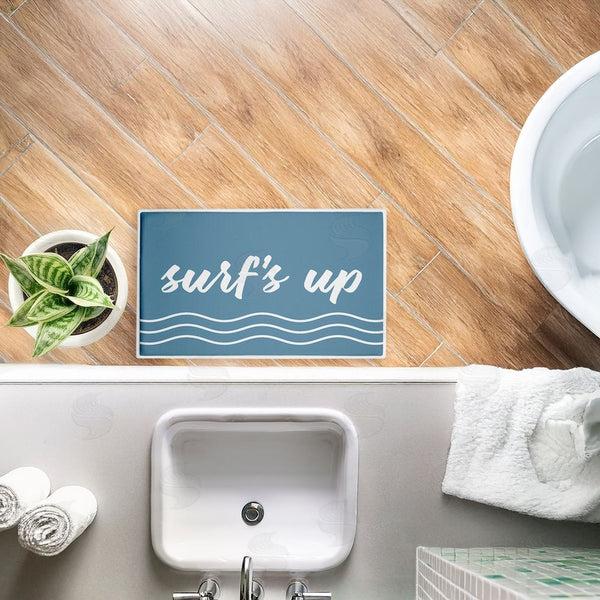 Stupell Industries Lettered And Lined | Surf's Up Over Blue Plush Bath Mat