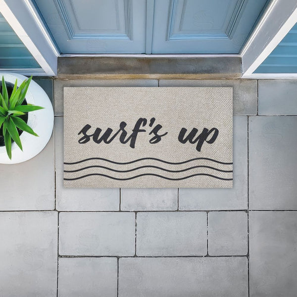 Stupell Industries Lettered And Lined | Surf's Up With Waves Faux Sisal Door Mat