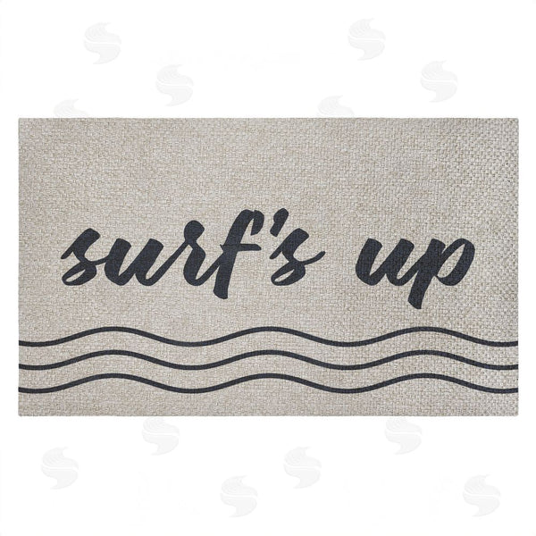 stupell industries Lettered and Lined | Surf's Up with Waves Faux Sisal Door Mat