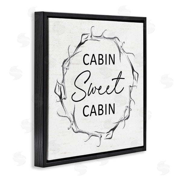 Stupell Industries Lettered And Lined | Sweet Cabin Phrase Wildlife Deer Antlers Border Wall Art