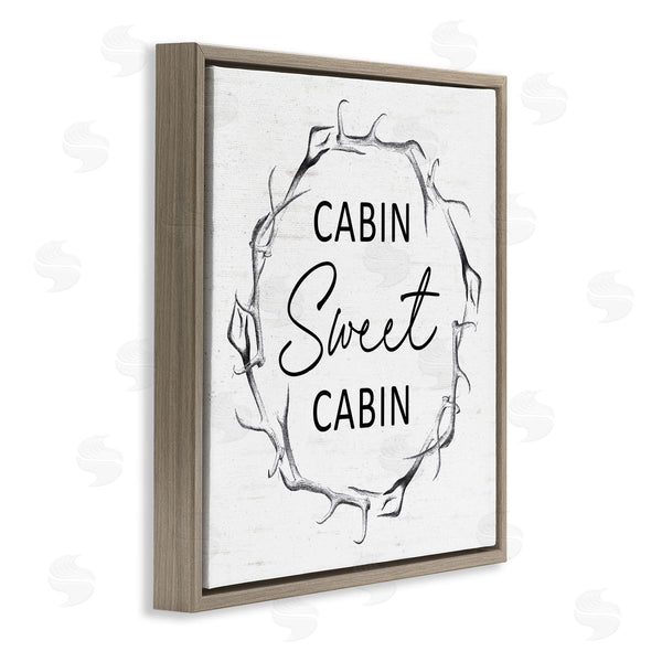 Stupell Industries Lettered And Lined | Sweet Cabin Phrase Wildlife Deer Antlers Border Wall Art