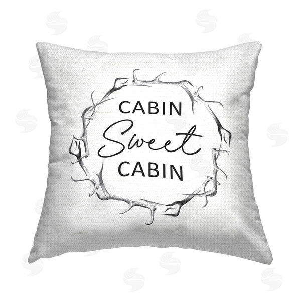Stupell Industries Lettered And Lined | Sweet Cabin Rustic Antlers Wreath Printed Throw Pillow