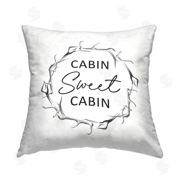 stupell industries Lettered and Lined | Sweet Cabin Rustic Antlers Wreath Printed Throw Pillow