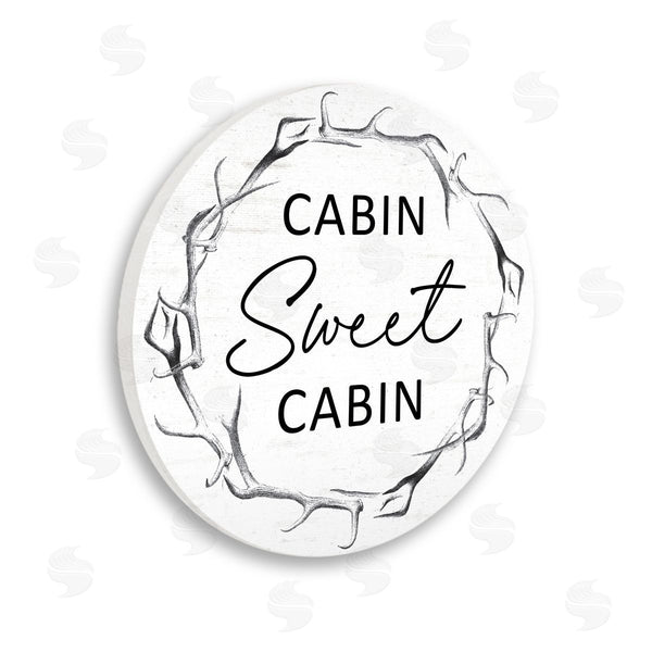 stupell industries Lettered and Lined | Sweet Cabin Rustic Deer Antlers Entryway Sign Wall Art