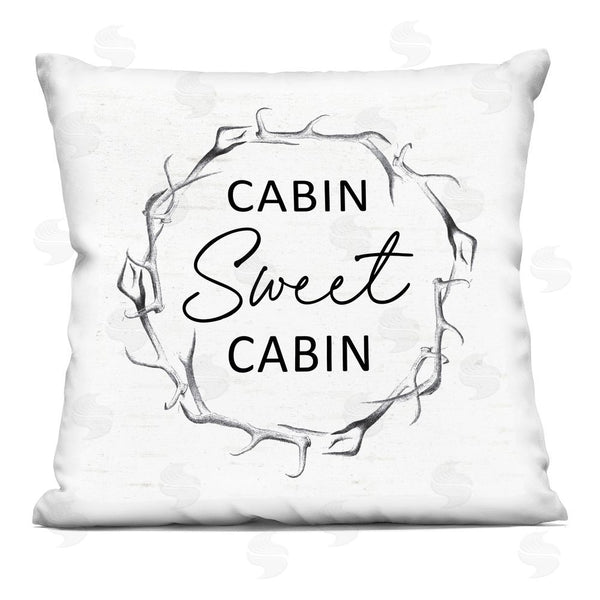 stupell industries Lettered and Lined | Sweet Cabin within Antlers Printed Throw Pillow