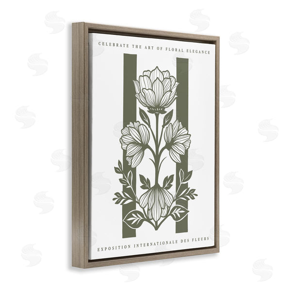 Stupell Industries Lettered And Lined | Symmetrical Blossoms On Green
