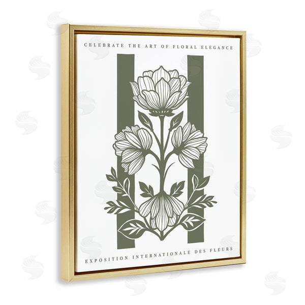 Stupell Industries Lettered And Lined | Symmetrical Blossoms On Green