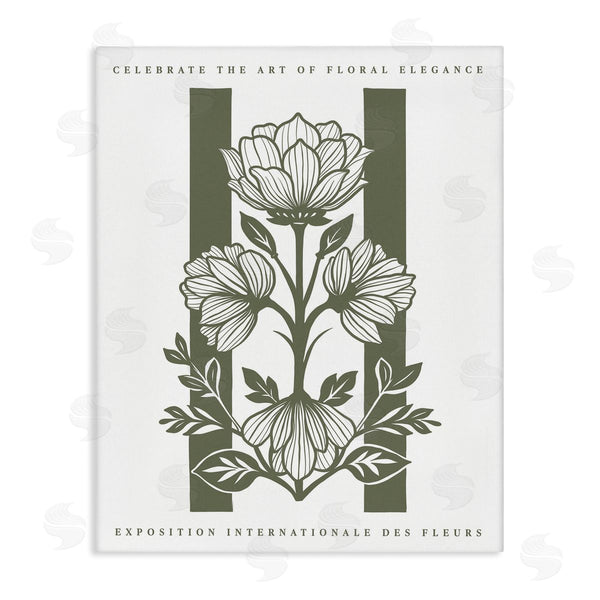 stupell industries Lettered and Lined | Symmetrical Blossoms on Green