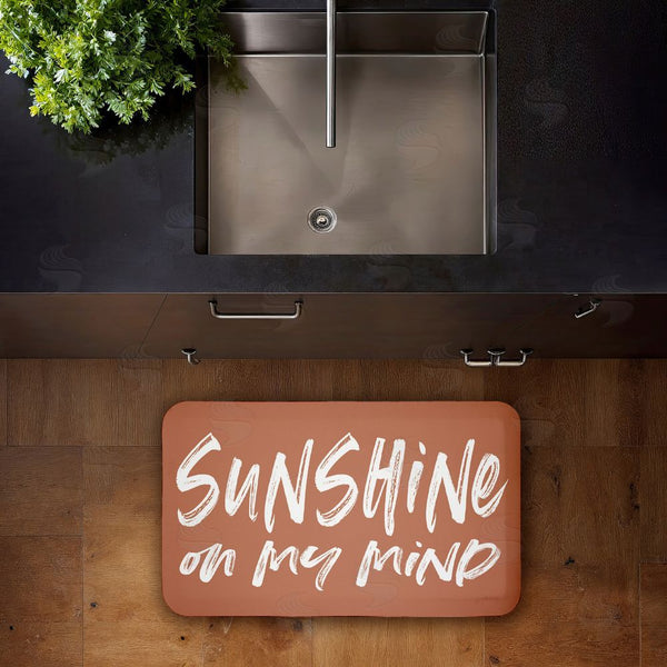 Stupell Industries Lettered And Lined | Tan Sunshine On My Mind Anti-Fatigue Mat