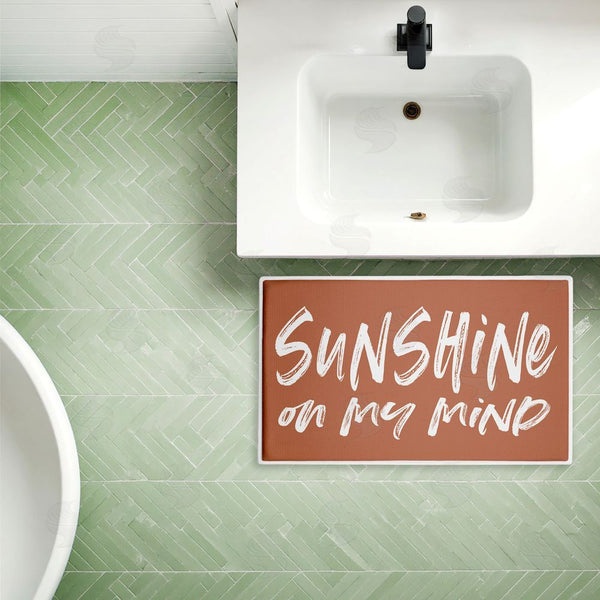Stupell Industries Lettered And Lined | Tan Sunshine On My Mind Plush Bath Mat