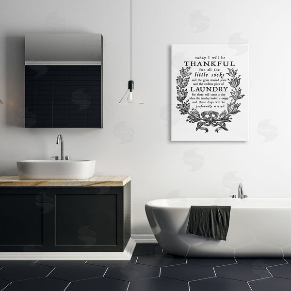 Stupell Industries Lettered And Lined | Thankful For Little Socks Family Laundry Sentiments Wall Art