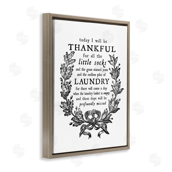 Stupell Industries Lettered And Lined | Thankful For Little Socks Family Laundry Sentiments Wall Art