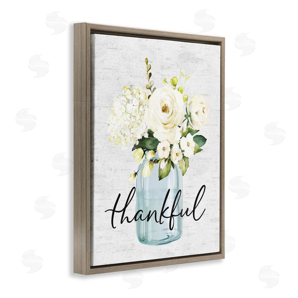 Stupell Industries Lettered And Lined | Thankful Phrase Over Country Florals