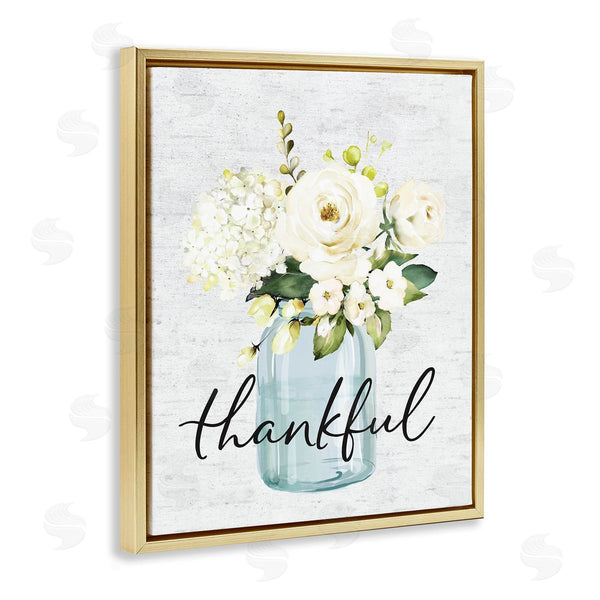 Stupell Industries Lettered And Lined | Thankful Phrase Over Country Florals